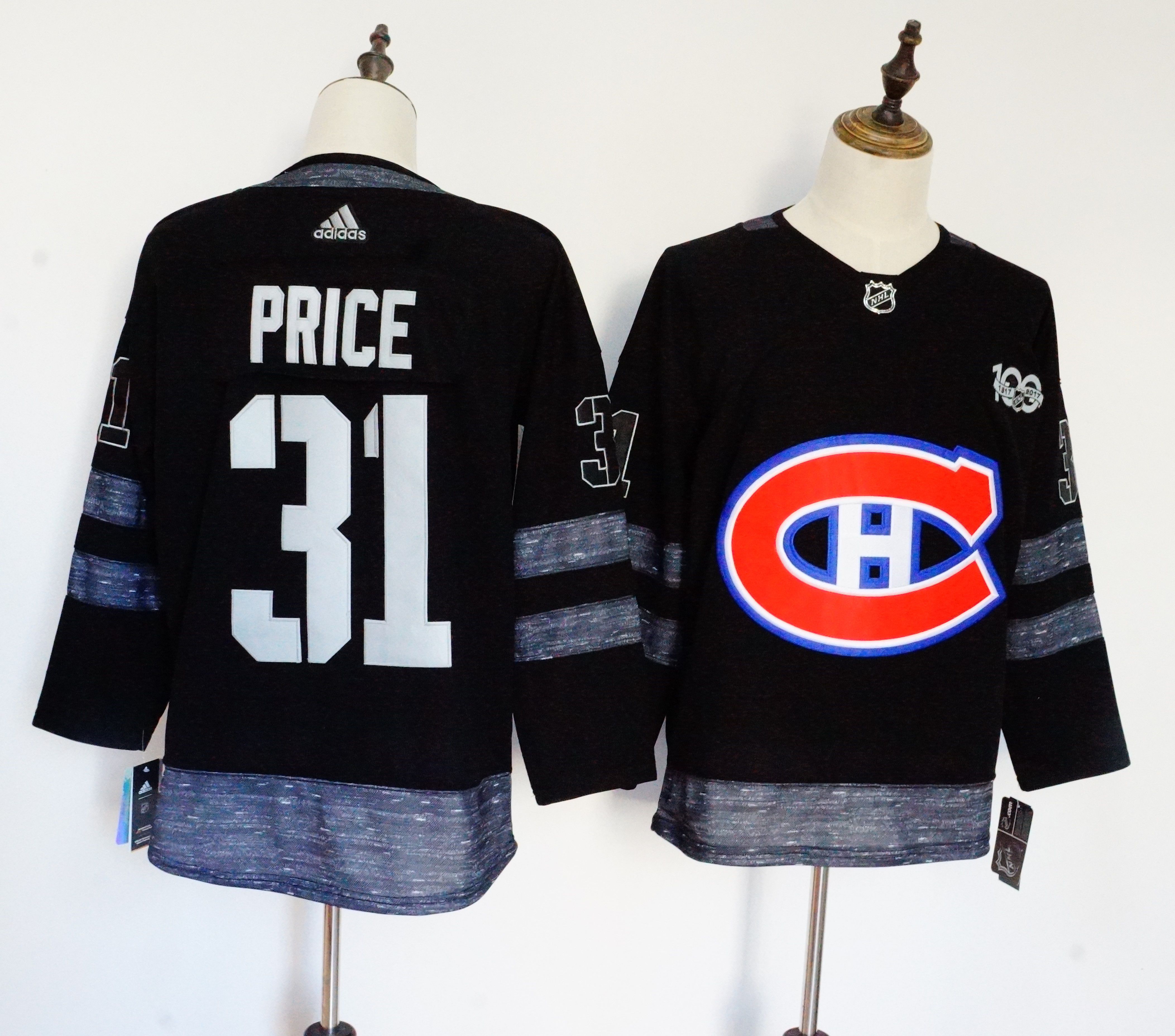 Men Montreal Canadiens 31 Price Black 100th Anniversary Stitched Adidas NHL Jerseys